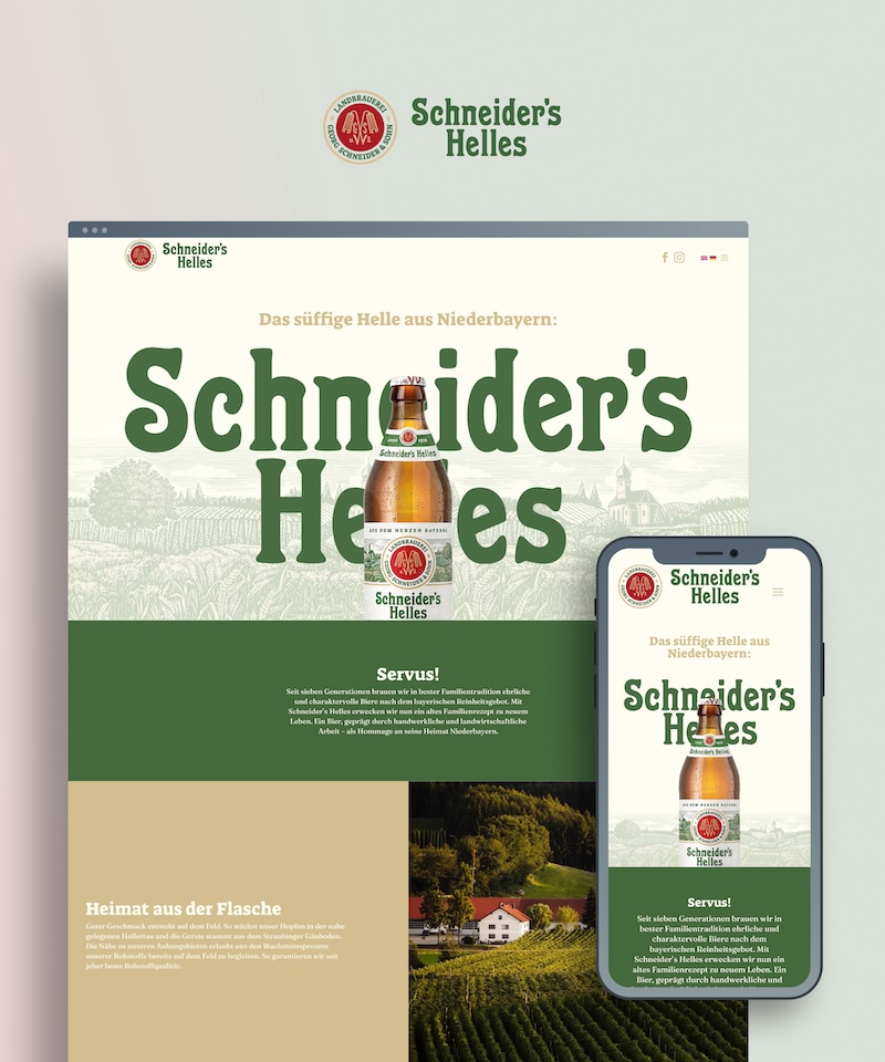 Startseiten-Ansichten auf dem Desktop und dem Smartphone von Schneider's Weisse